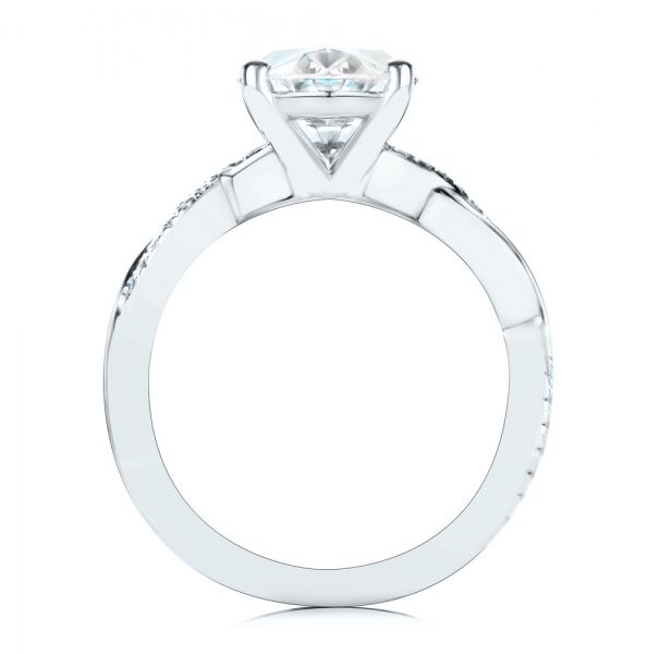 14k White Gold Criss-cross Engagement Ring - Front View - 107436