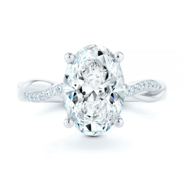 14k White Gold Criss-cross Engagement Ring - Top View - 107436