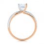 18k Rose Gold And 18K Gold Criss Cross Two Tone Diamond Engagement Ring - Front View -  105329 - Thumbnail
