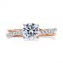 18k Rose Gold And 18K Gold Criss Cross Two Tone Diamond Engagement Ring - Top View -  105329 - Thumbnail