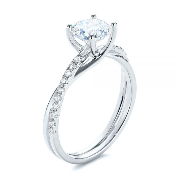 18k White Gold And 18K Gold 18k White Gold And 18K Gold Criss Cross Two Tone Diamond Engagement Ring - Three-Quarter View - 105329