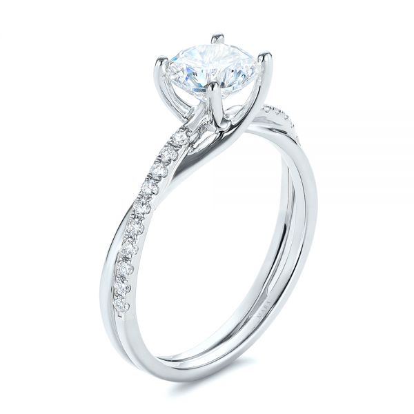 Criss Cross Two Tone Diamond Engagement Ring - Image