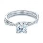 14k White Gold And Platinum 14k White Gold And Platinum Criss Cross Two Tone Diamond Engagement Ring - Flat View -  105329 - Thumbnail