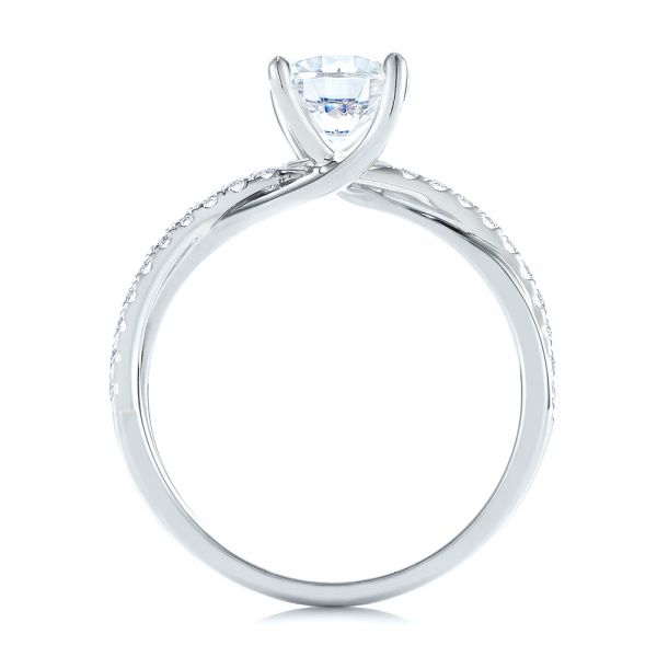 18k White Gold And Platinum 18k White Gold And Platinum Criss Cross Two Tone Diamond Engagement Ring - Front View -  105329