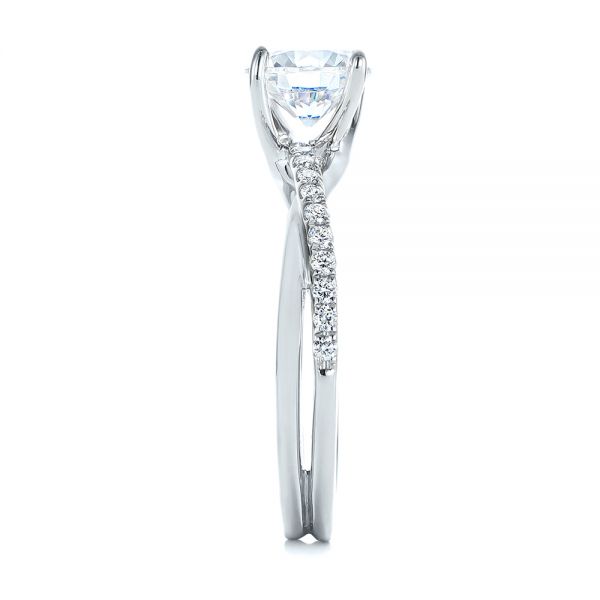 18k White Gold And 18K Gold 18k White Gold And 18K Gold Criss Cross Two Tone Diamond Engagement Ring - Side View - 105329