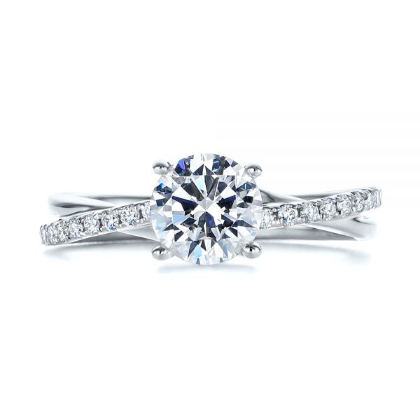18k White Gold And 18K Gold 18k White Gold And 18K Gold Criss Cross Two Tone Diamond Engagement Ring - Top View - 105329