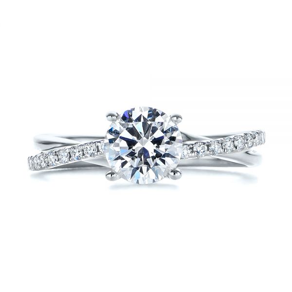  Platinum And Platinum Platinum And Platinum Criss Cross Two Tone Diamond Engagement Ring - Top View -  105329