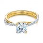18k Yellow Gold And Platinum 18k Yellow Gold And Platinum Criss Cross Two Tone Diamond Engagement Ring - Flat View -  105329 - Thumbnail