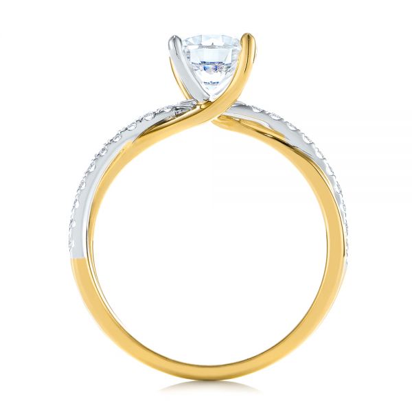 18k Yellow Gold And 18K Gold 18k Yellow Gold And 18K Gold Criss Cross Two Tone Diamond Engagement Ring - Front View - 105329