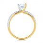 18k Yellow Gold And Platinum 18k Yellow Gold And Platinum Criss Cross Two Tone Diamond Engagement Ring - Front View -  105329 - Thumbnail