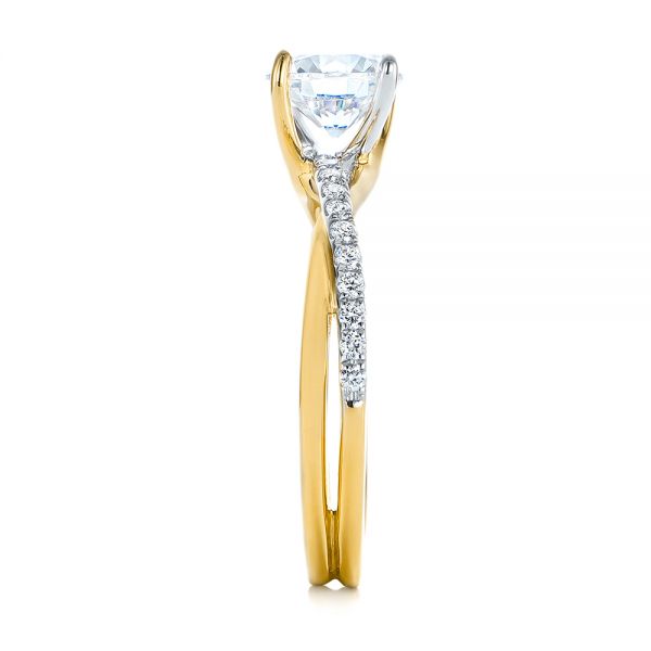 18k Yellow Gold And 18K Gold 18k Yellow Gold And 18K Gold Criss Cross Two Tone Diamond Engagement Ring - Side View - 105329