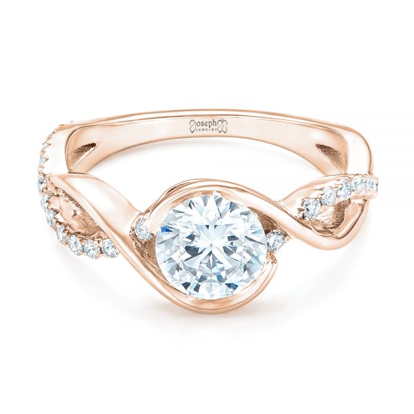 18k Rose Gold 18k Rose Gold Criss-cross Wrap Diamond Engagement Ring - Flat View - 102477
