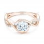 18k Rose Gold 18k Rose Gold Criss-cross Wrap Diamond Engagement Ring - Flat View -  102477 - Thumbnail