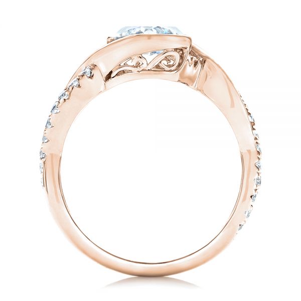 18k Rose Gold 18k Rose Gold Criss-cross Wrap Diamond Engagement Ring - Front View - 102477