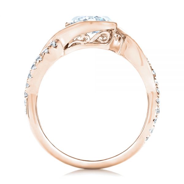 18k Rose Gold 18k Rose Gold Criss-cross Wrap Diamond Engagement Ring - Front View -  102477