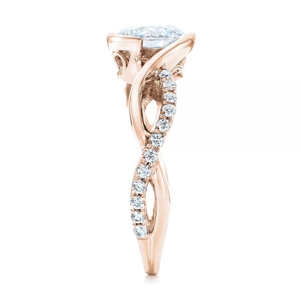 18k Rose Gold 18k Rose Gold Criss-cross Wrap Diamond Engagement Ring - Side View - 102477