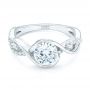14k White Gold Criss-cross Wrap Diamond Engagement Ring - Flat View -  102477 - Thumbnail