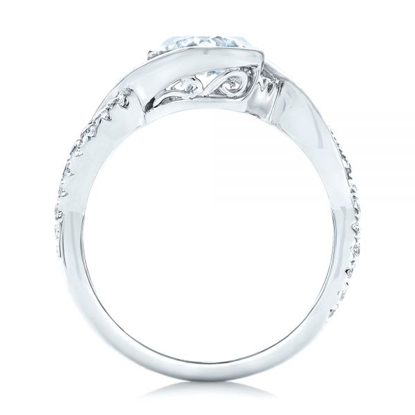 14k White Gold Criss-cross Wrap Diamond Engagement Ring - Front View - 102477