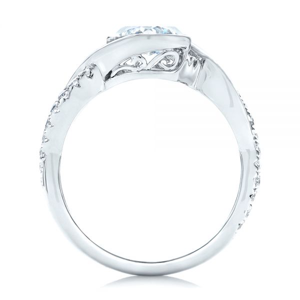 18k White Gold 18k White Gold Criss-cross Wrap Diamond Engagement Ring - Front View -  102477