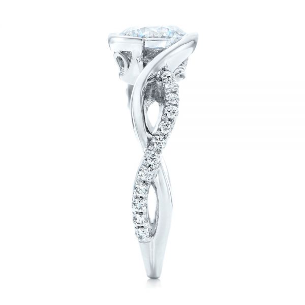 14k White Gold Criss-cross Wrap Diamond Engagement Ring - Side View - 102477