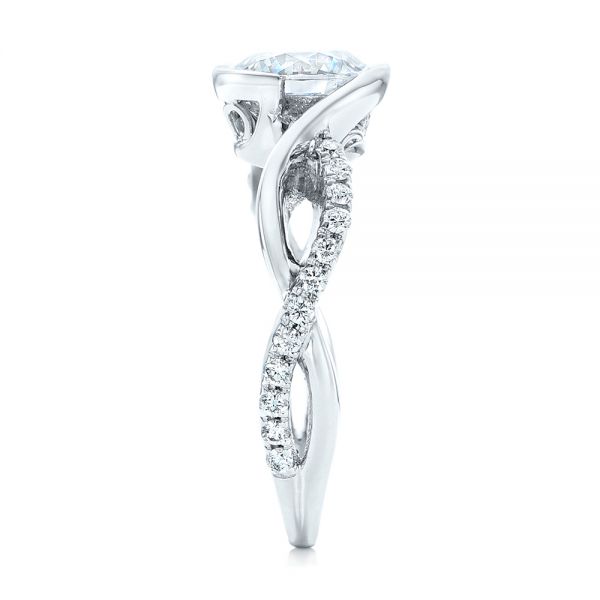 14k White Gold Criss-cross Wrap Diamond Engagement Ring - Side View -  102477