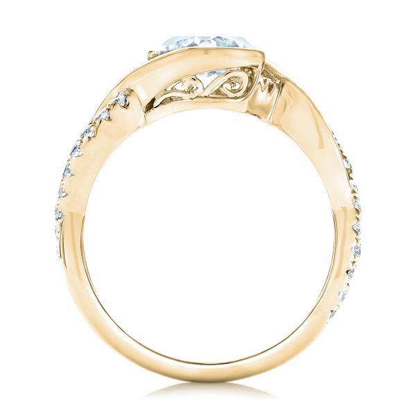 18k Yellow Gold 18k Yellow Gold Criss-cross Wrap Diamond Engagement Ring - Front View -  102477