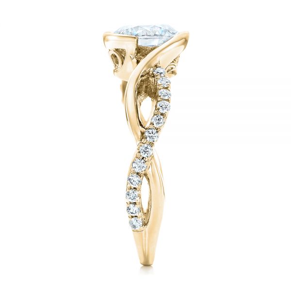 18k Yellow Gold 18k Yellow Gold Criss-cross Wrap Diamond Engagement Ring - Side View -  102477