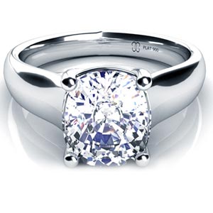  Platinum Cushion Diamond Solitaire Engagement Ring - Flat View -  197 - Thumbnail