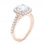 14k Rose Gold 14k Rose Gold Cushion Halo Diamond Engagement Ring - Three-Quarter View -  103993 - Thumbnail