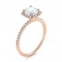 18k Rose Gold 18k Rose Gold Cushion Halo Diamond Engagement Ring - Three-Quarter View -  104000 - Thumbnail