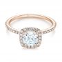 14k Rose Gold 14k Rose Gold Cushion Halo Diamond Engagement Ring - Flat View -  104000 - Thumbnail