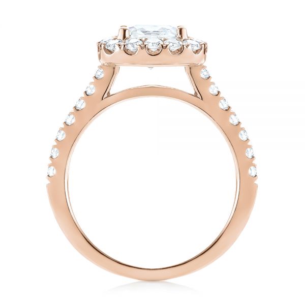 18k Rose Gold 18k Rose Gold Cushion Halo Diamond Engagement Ring - Front View -  103993