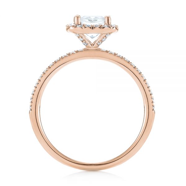 18k Rose Gold 18k Rose Gold Cushion Halo Diamond Engagement Ring - Front View - 104000