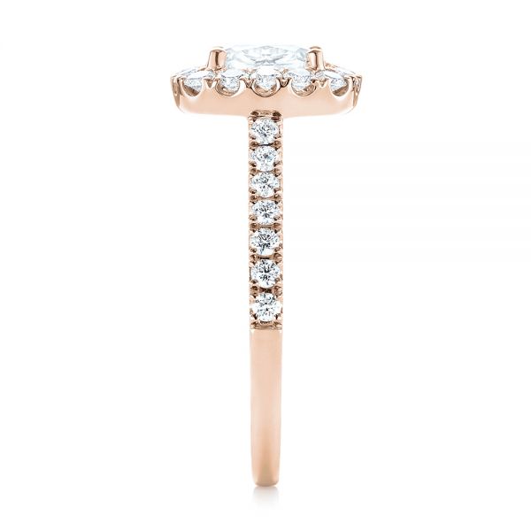 18k Rose Gold 18k Rose Gold Cushion Halo Diamond Engagement Ring - Side View -  103993