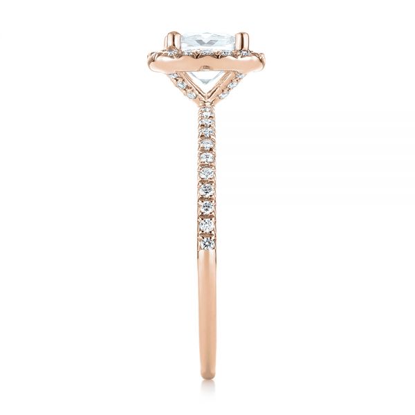 18k Rose Gold 18k Rose Gold Cushion Halo Diamond Engagement Ring - Side View - 104000