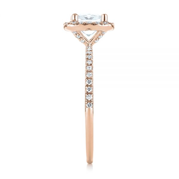 18k Rose Gold 18k Rose Gold Cushion Halo Diamond Engagement Ring - Side View -  104000