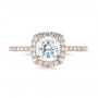 18k Rose Gold 18k Rose Gold Cushion Halo Diamond Engagement Ring - Top View -  104000 - Thumbnail