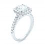 18k White Gold 18k White Gold Cushion Halo Diamond Engagement Ring - Three-Quarter View -  103993 - Thumbnail