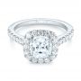 14k White Gold Cushion Halo Diamond Engagement Ring - Flat View -  103993 - Thumbnail