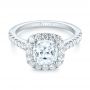  Platinum Platinum Cushion Halo Diamond Engagement Ring - Flat View -  103993 - Thumbnail