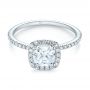 14k White Gold Cushion Halo Diamond Engagement Ring - Flat View -  104000 - Thumbnail
