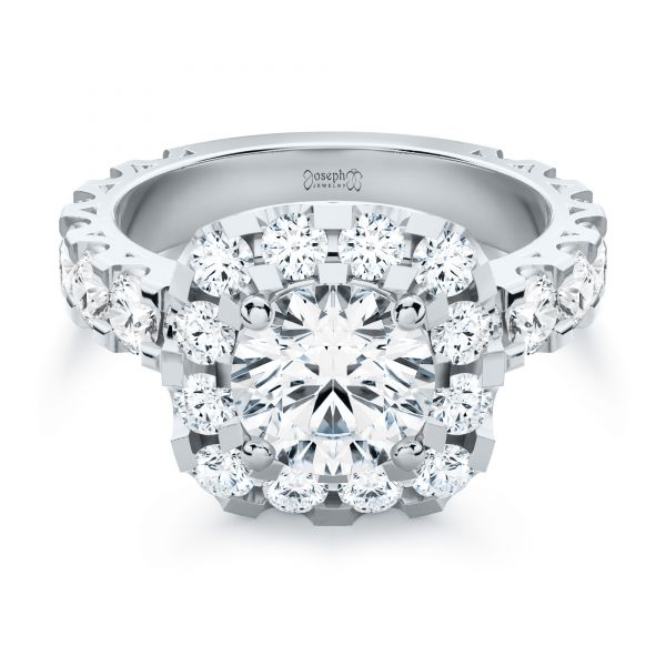  14K Gold Cushion Halo Diamond Engagement Ring - Flat View -  107272