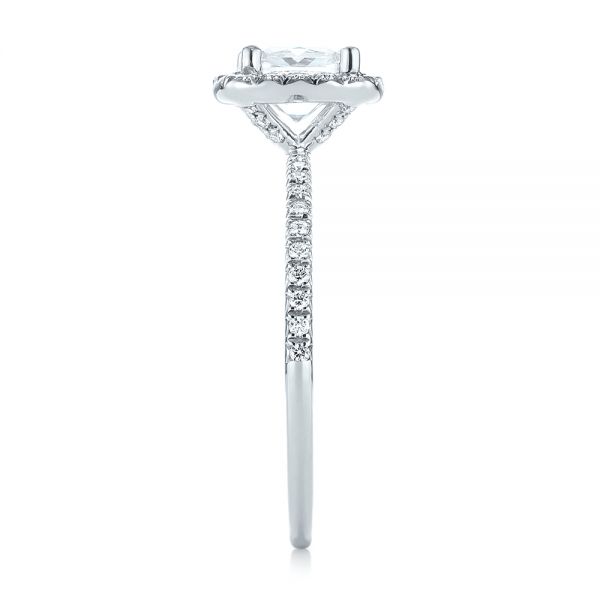 14k White Gold Cushion Halo Diamond Engagement Ring - Side View -  104000