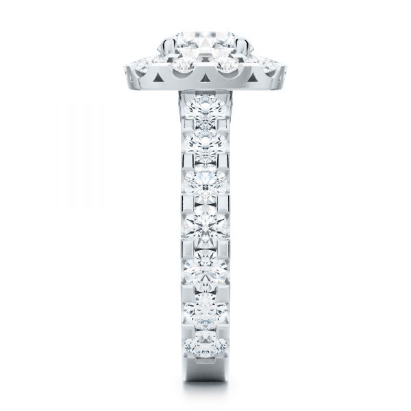  14K Gold Cushion Halo Diamond Engagement Ring - Side View -  107272