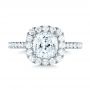 14k White Gold Cushion Halo Diamond Engagement Ring - Top View -  103993 - Thumbnail