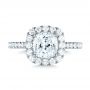 14k White Gold Cushion Halo Diamond Engagement Ring - Top View -  103993 - Thumbnail
