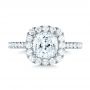  Platinum Platinum Cushion Halo Diamond Engagement Ring - Top View -  103993 - Thumbnail