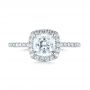 14k White Gold Cushion Halo Diamond Engagement Ring - Top View -  104000 - Thumbnail