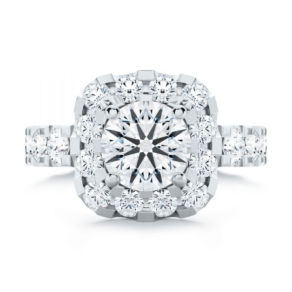  14K Gold Cushion Halo Diamond Engagement Ring - Top View -  107272