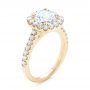 18k Yellow Gold 18k Yellow Gold Cushion Halo Diamond Engagement Ring - Three-Quarter View -  103993 - Thumbnail